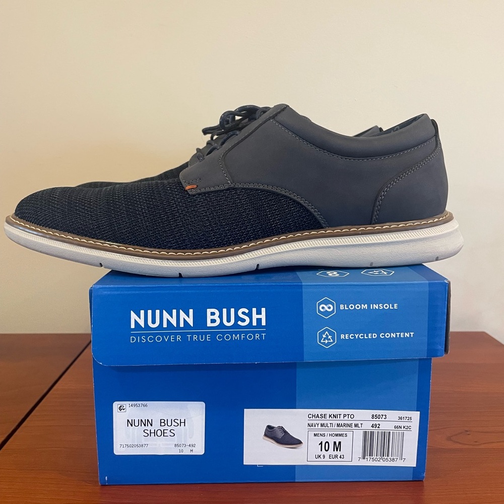 Nunn Bush Men's Chase Navy Knit Oxfords 10M